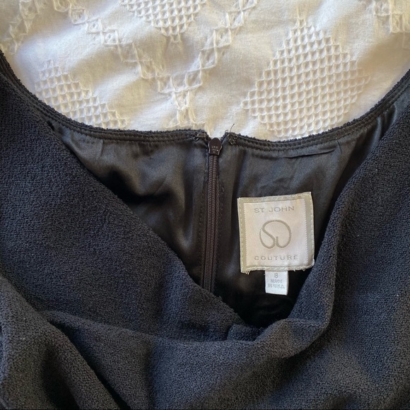 St John Couture Embroidered Silk Knit Dress Sz 8 - Picture 8 of 9